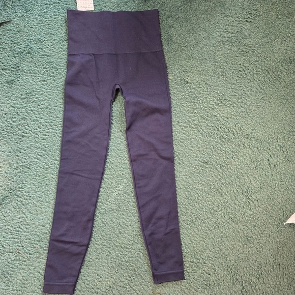SPANX Womens S Look At Me Now Navy Blue Leggings Seamless High Waist Shape Layer - Picture 7 of 7